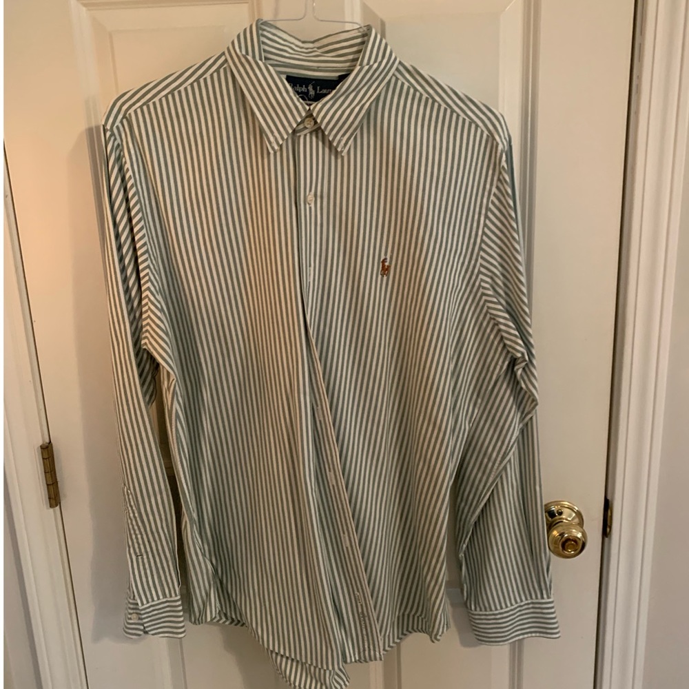 Men’s Ralph Lauren green and white striped Oxford